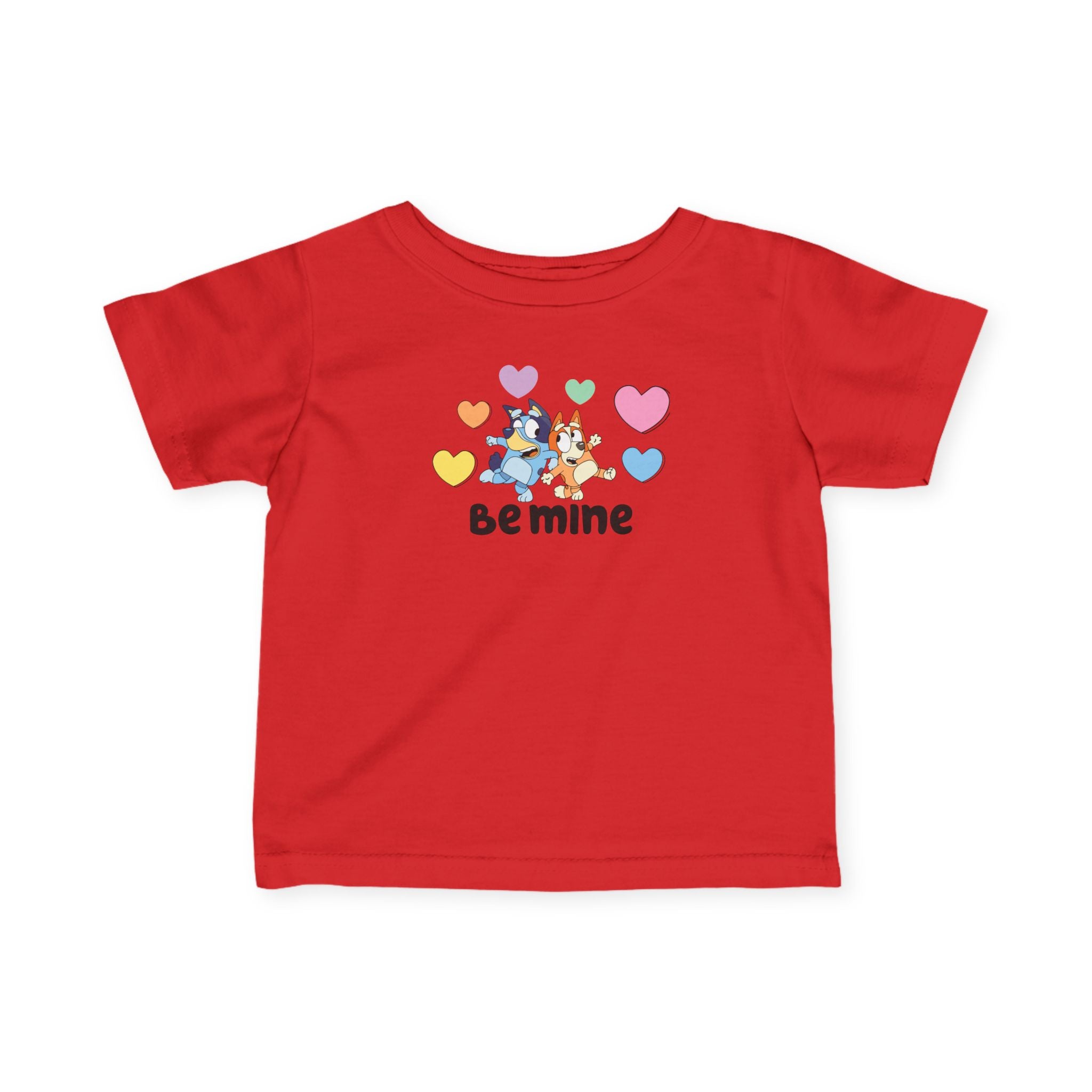 Infant Tee — Adorable 'Be Mine' Bluey Colorful Hearts (Valentine Baby Shirt)