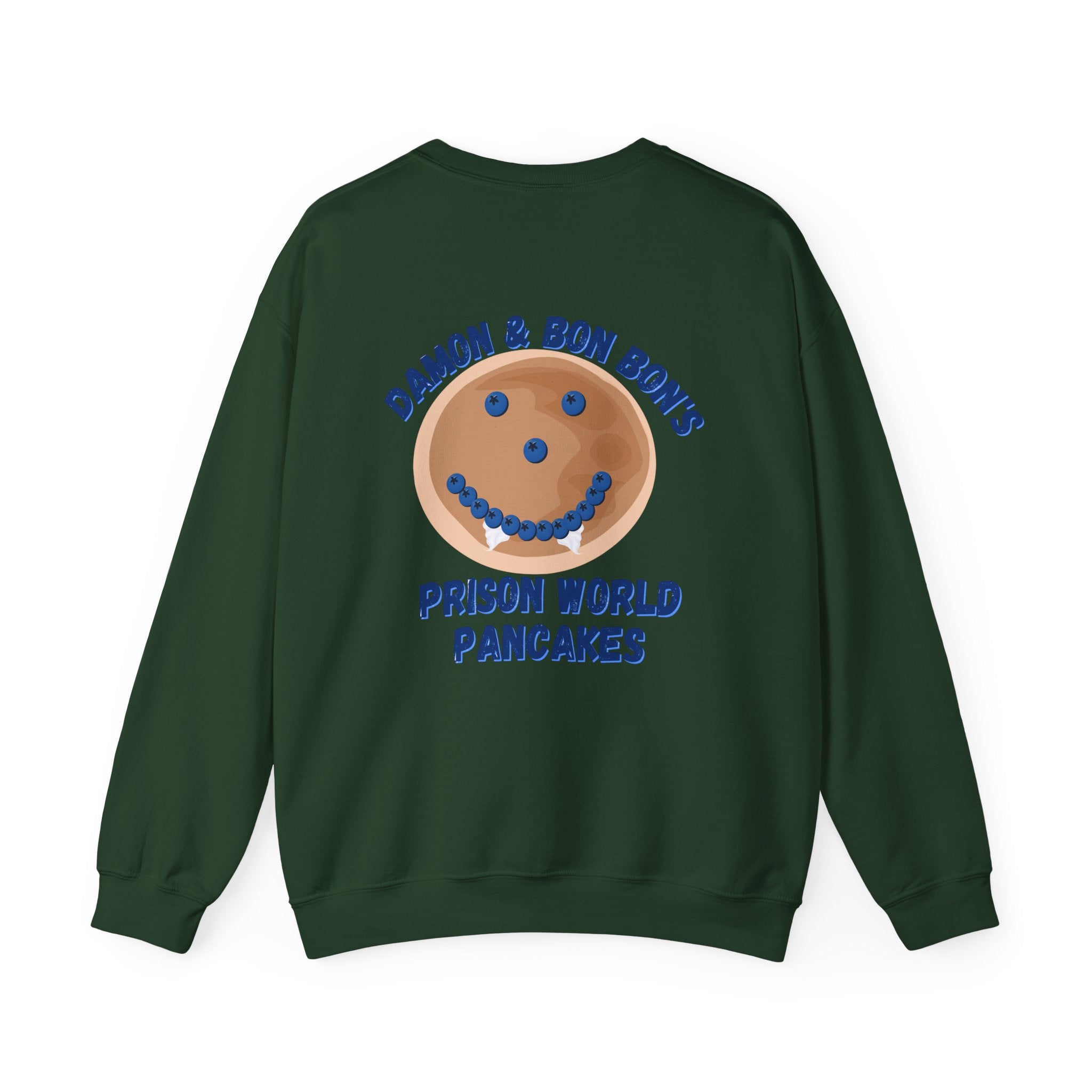 Crewneck Sweatshirt — 'Bon Appettit' Pancake Smile Back Graphic