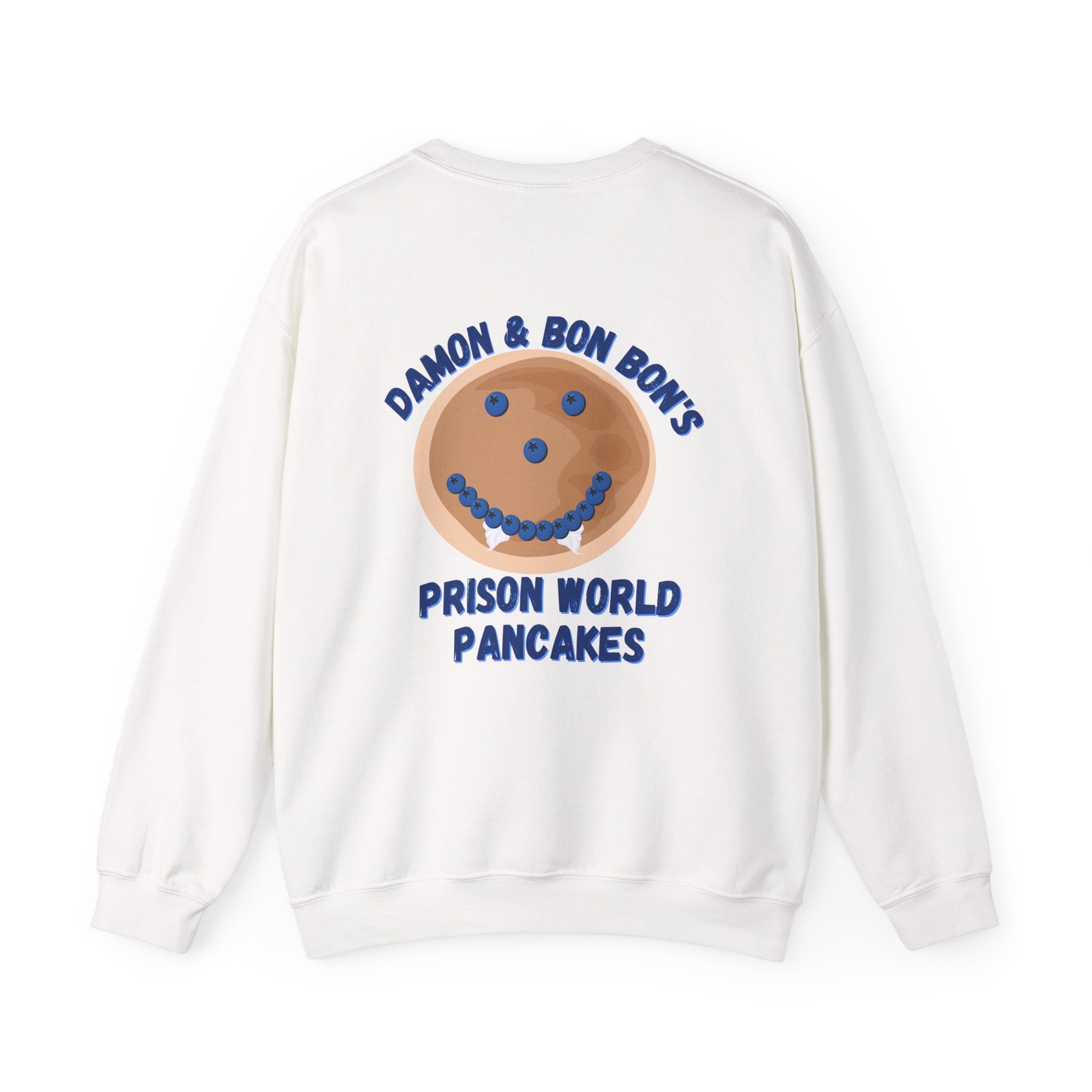 Crewneck Sweatshirt — 'Bon Appettit' Pancake Smile Back Graphic