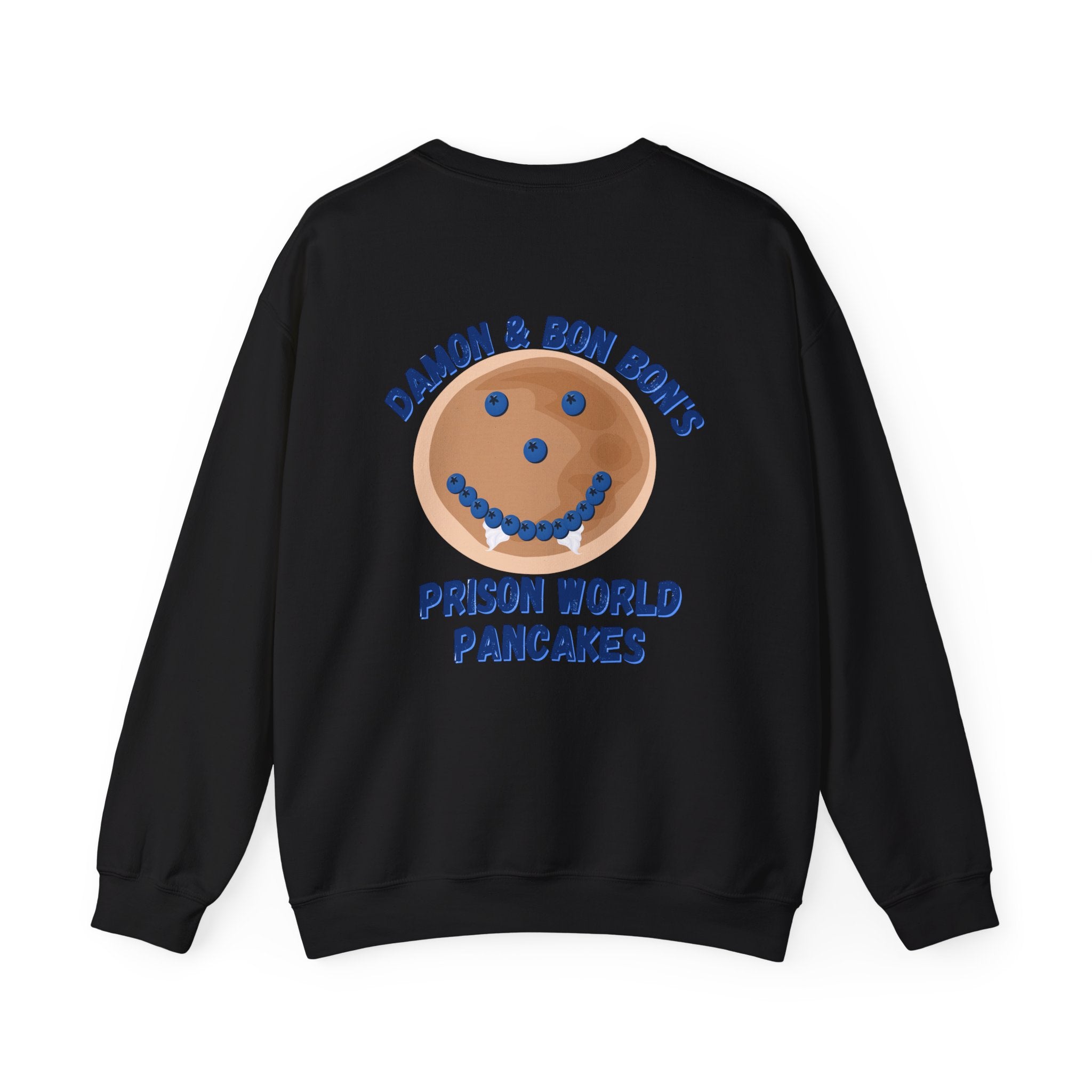 Crewneck Sweatshirt — 'Bon Appettit' Pancake Smile Back Graphic
