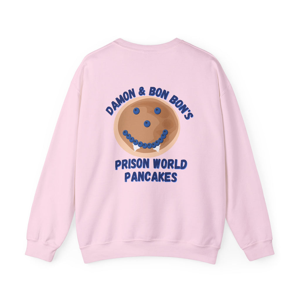 Crewneck Sweatshirt — 'Bon Appettit' Pancake Smile Back Graphic