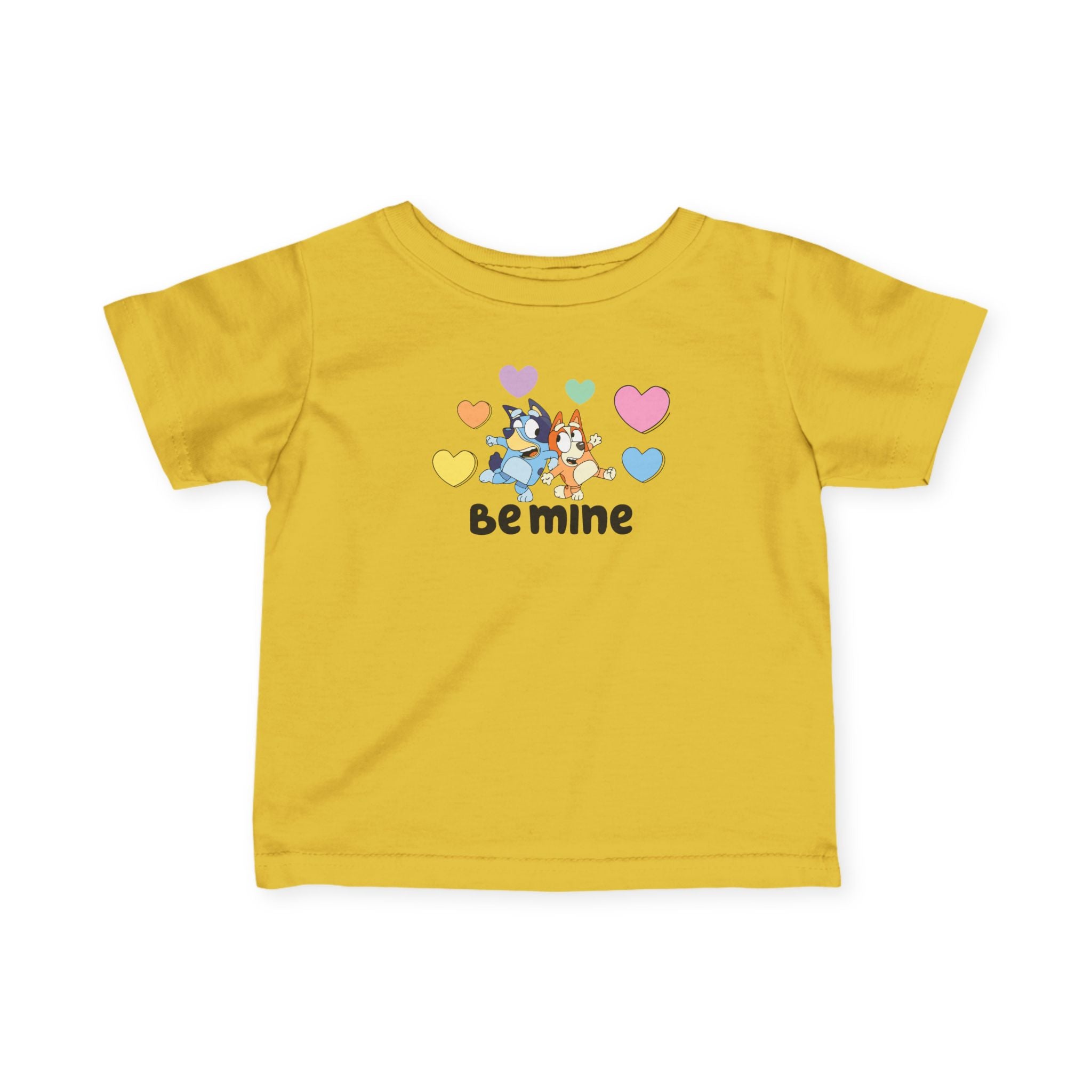Infant Tee — Adorable 'Be Mine' Bluey Colorful Hearts (Valentine Baby Shirt)