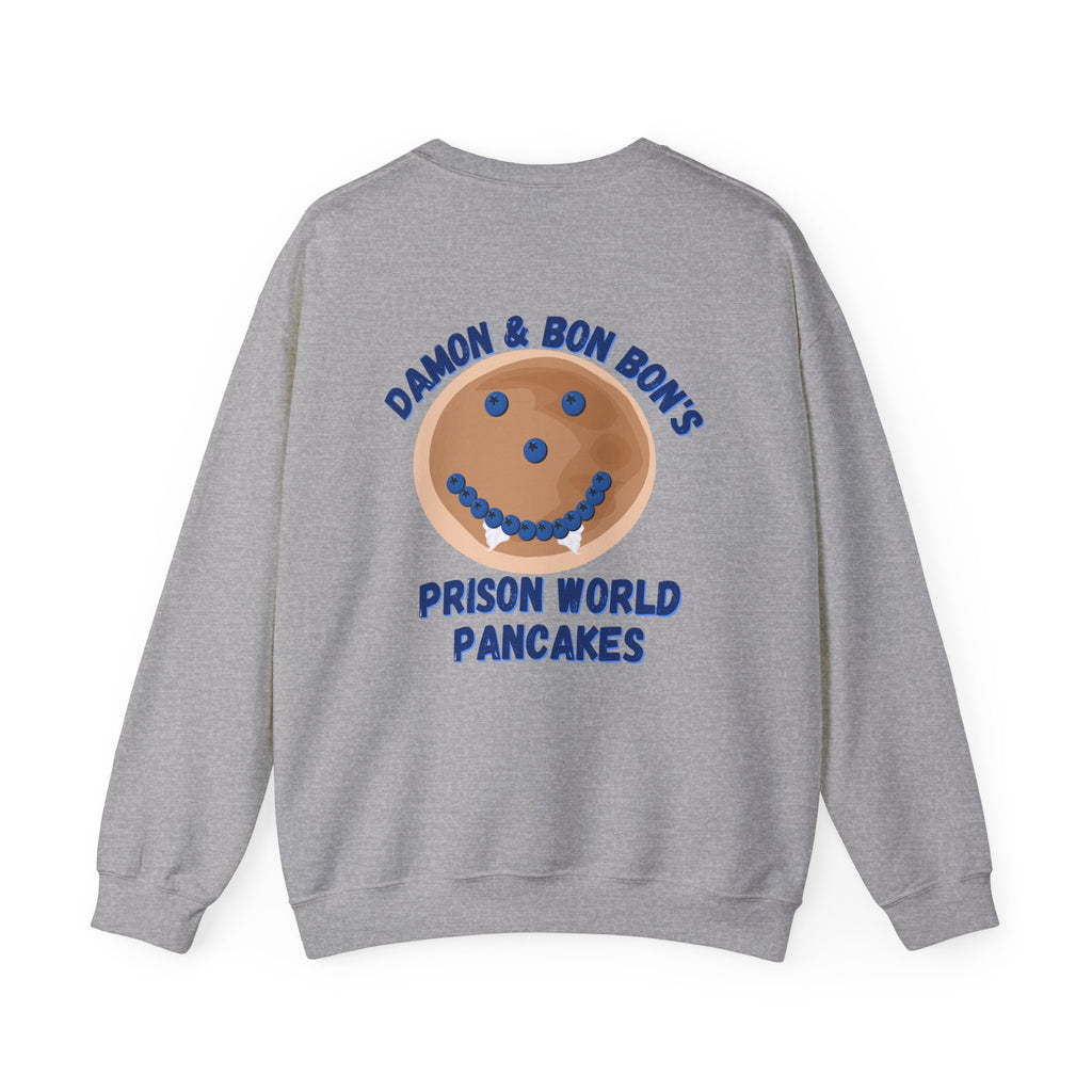 Crewneck Sweatshirt — 'Bon Appettit' Pancake Smile Back Graphic